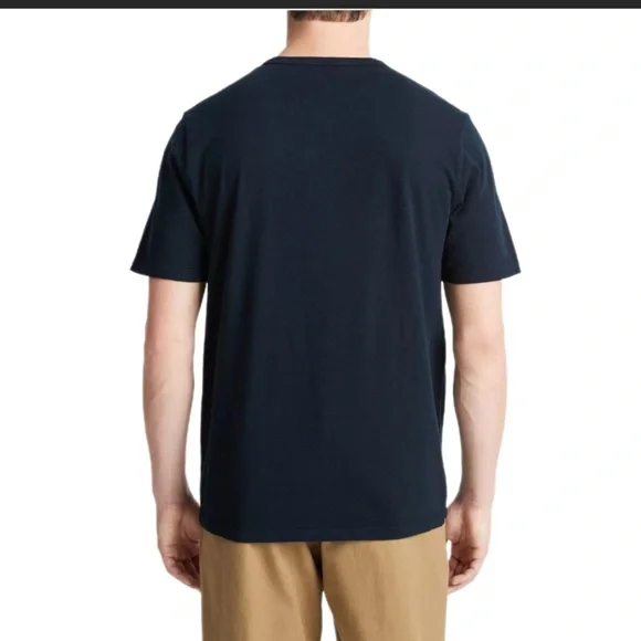 Vince Men's Dark Blue Short Sleeve Garment Dyed Henley Shirt Medium Pima Cotton - Picture 8 of 12